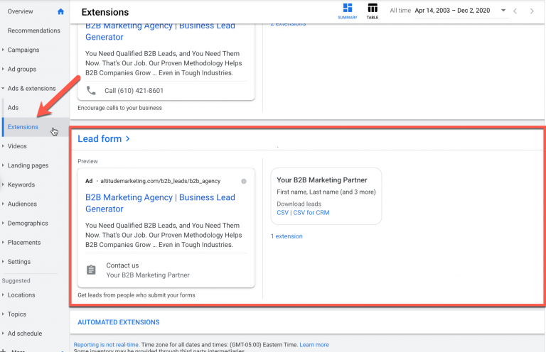 Google Ads New Feature Lead Forms​